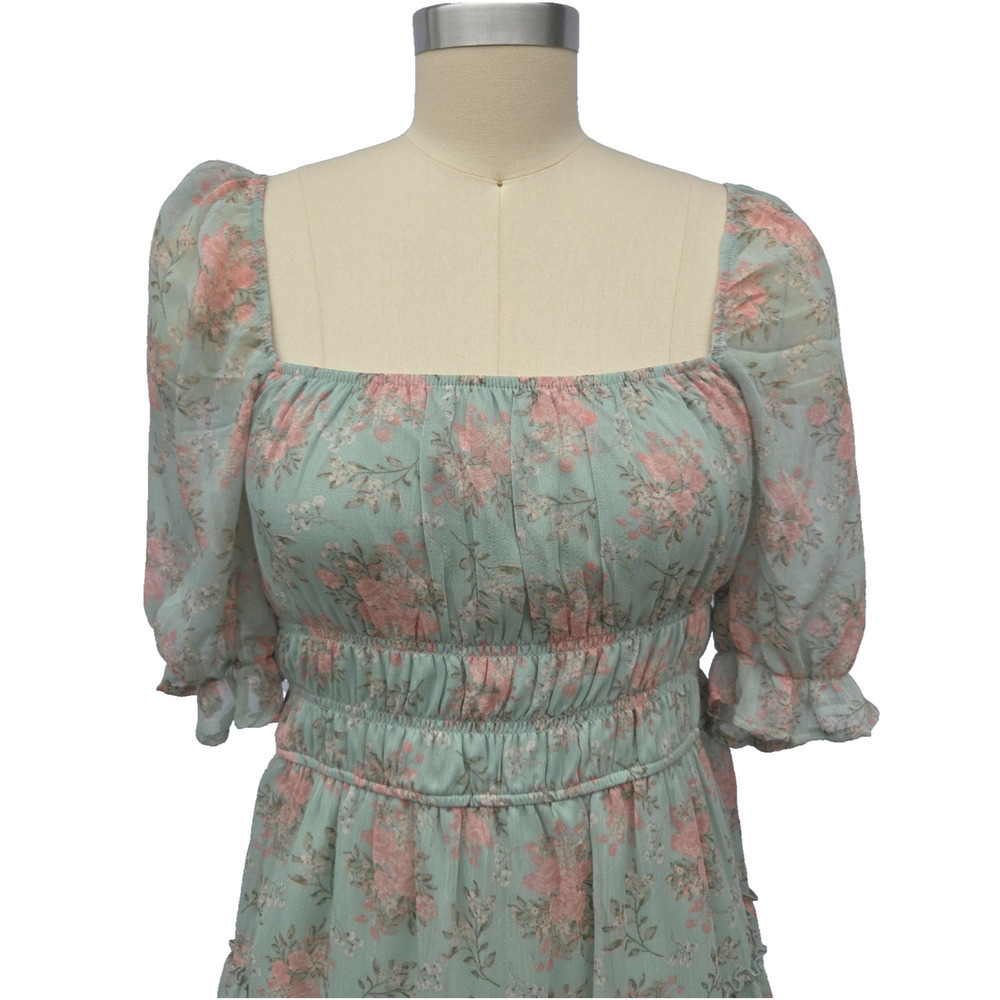 Vintage Y2K Trixxi Milkmaid Dress Size M Floral Coquette Blue Fairy Cottage - Picture 2 of 7